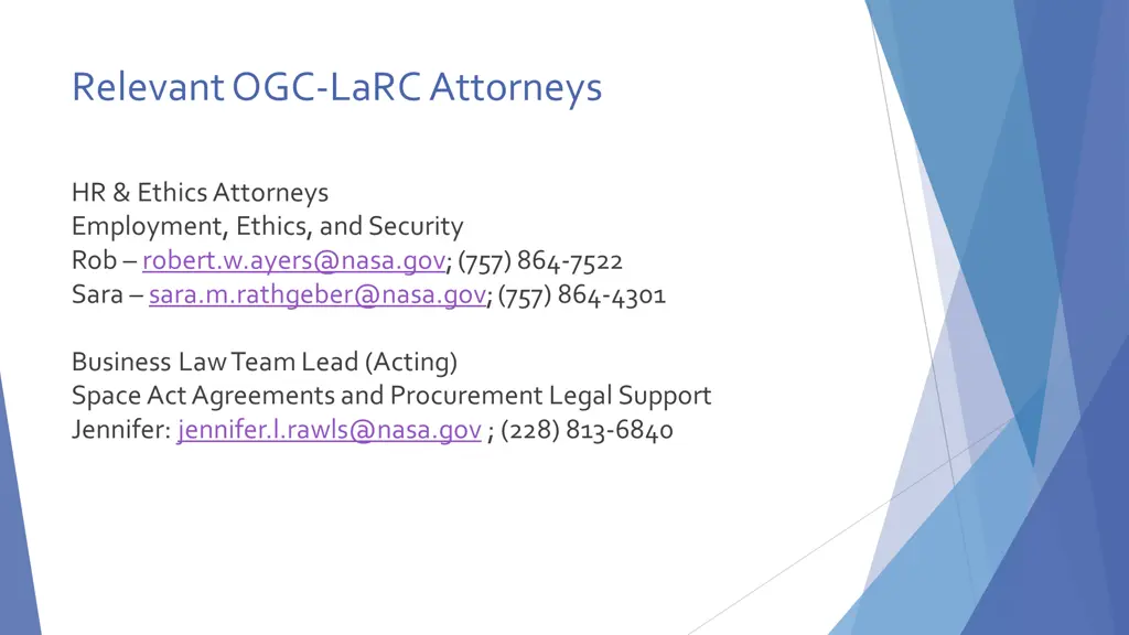 relevant ogc larc attorneys