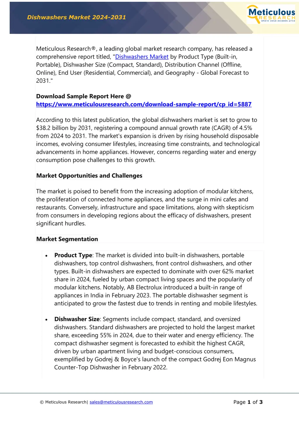 dishwashers market 2024 2031