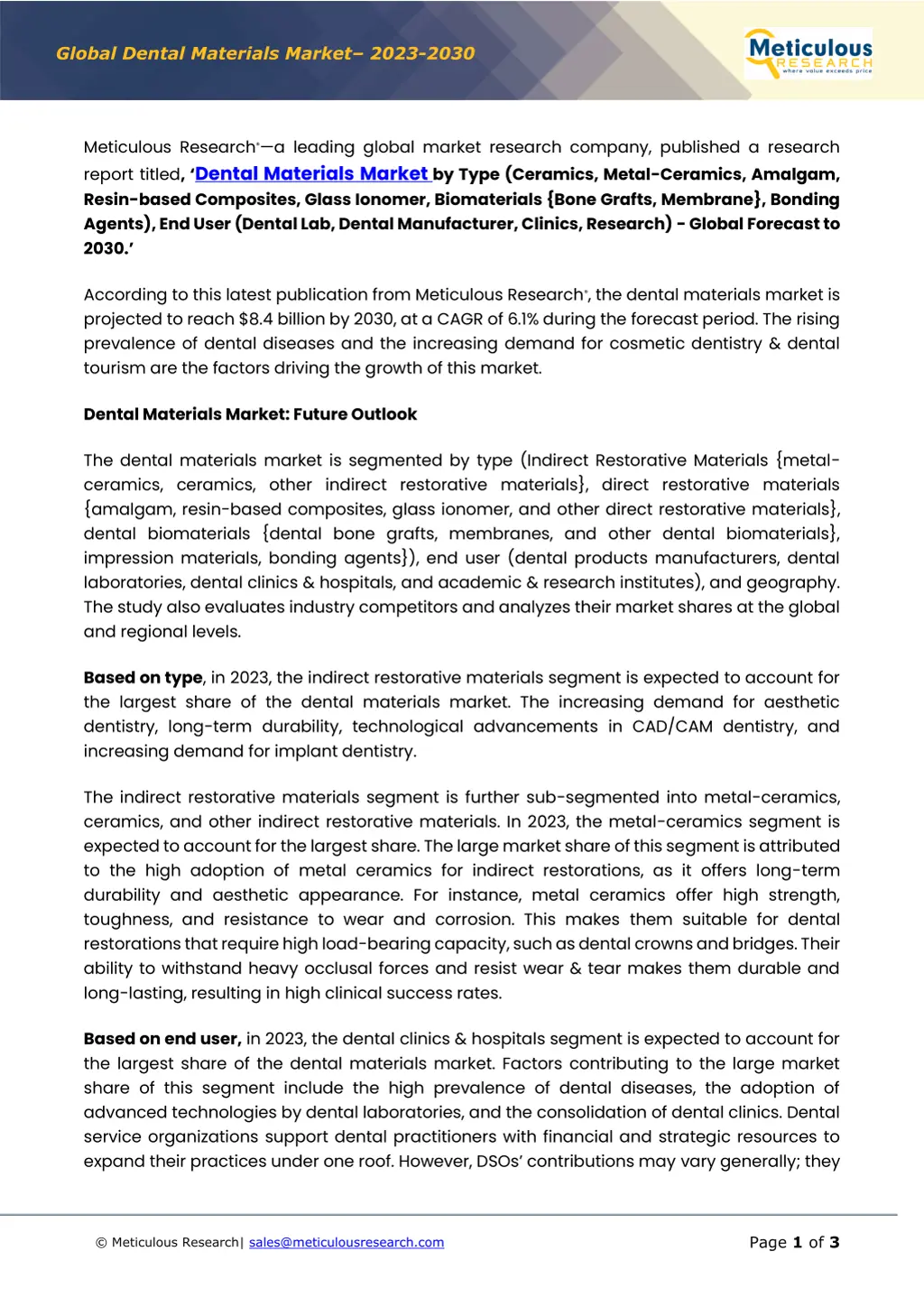 global dental materials market 2023 2030