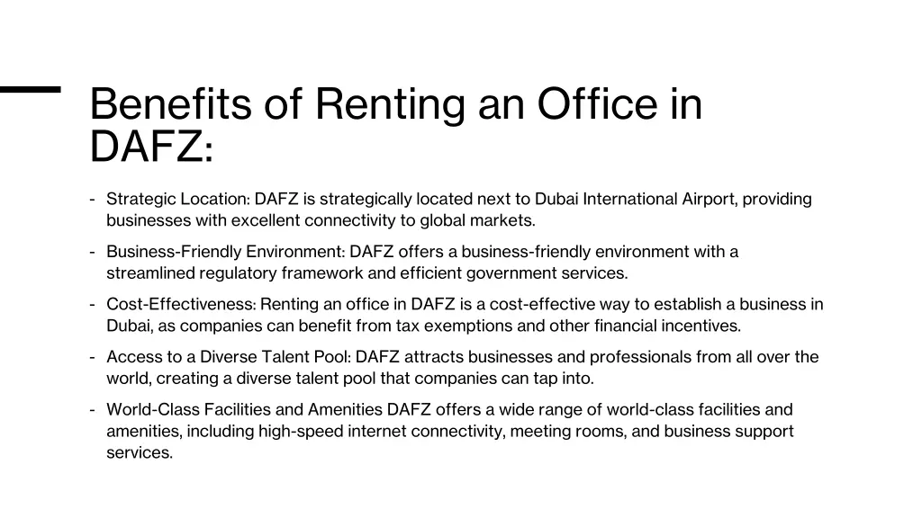 benefits of renting an office in dafz