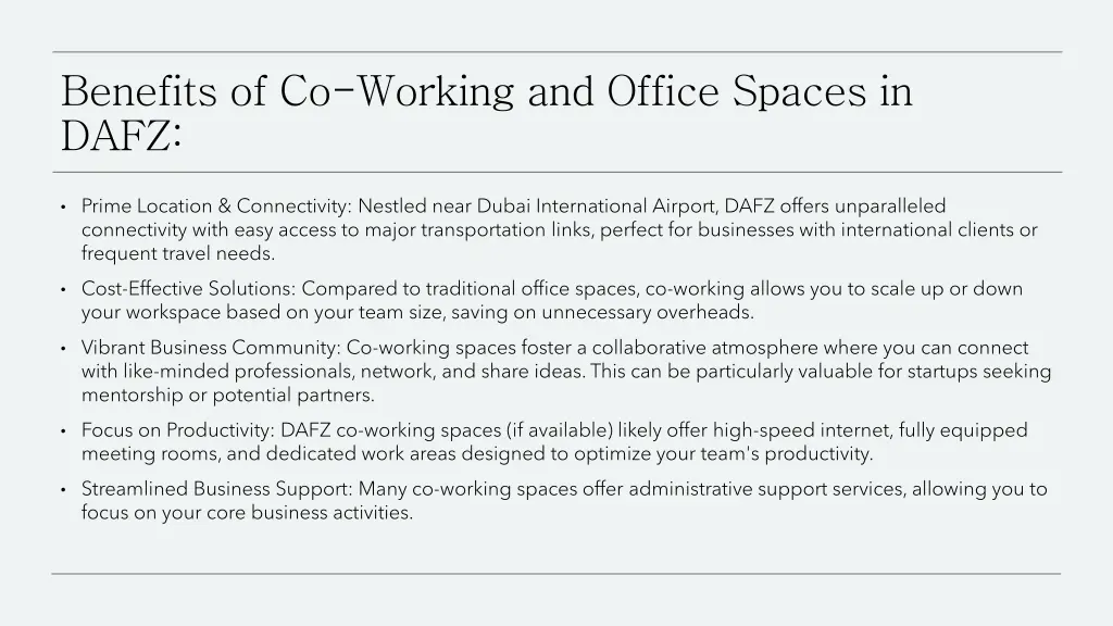 benefits of co working and office spaces in dafz