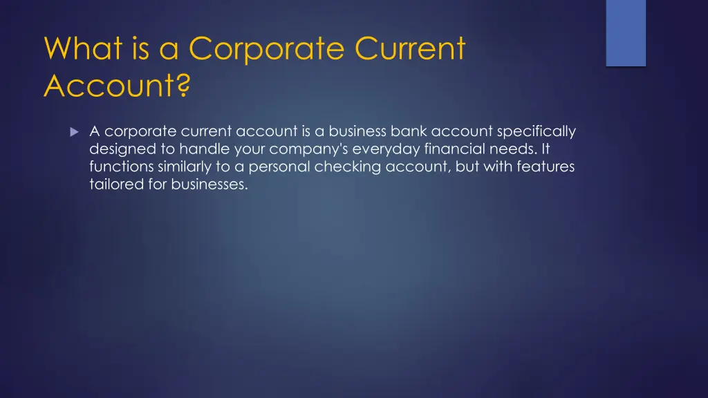 what is a corporate current account