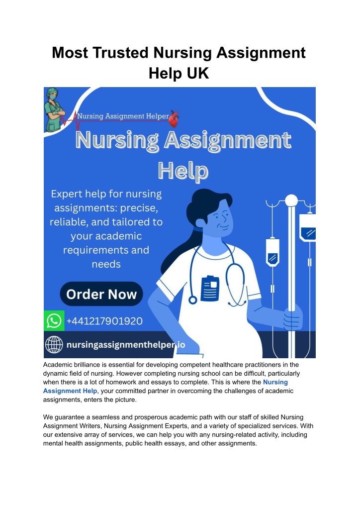 most trusted nursing assignment help uk