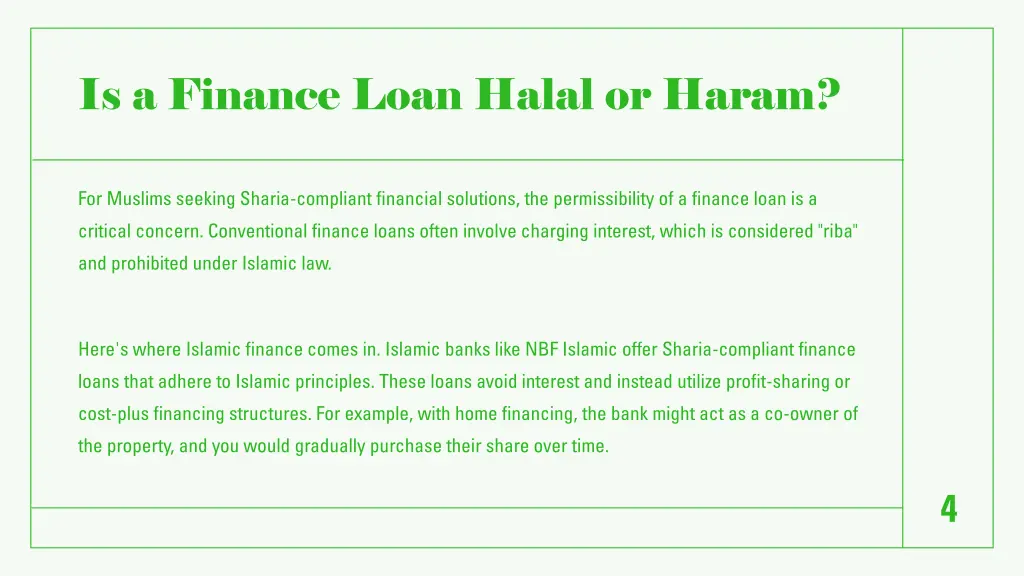 is a finance loan halal or haram