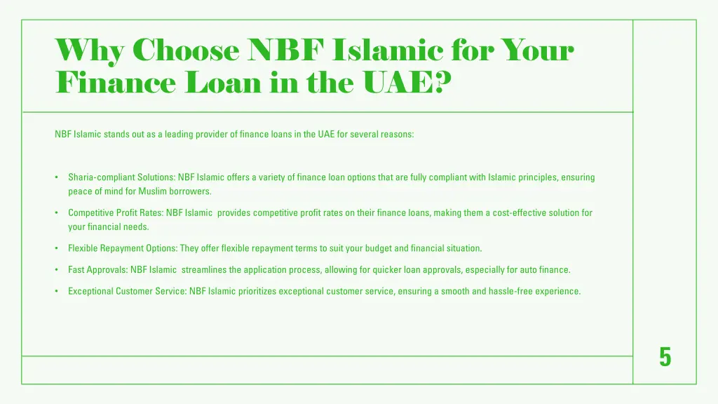 why choose nbf islamic for your finance loan