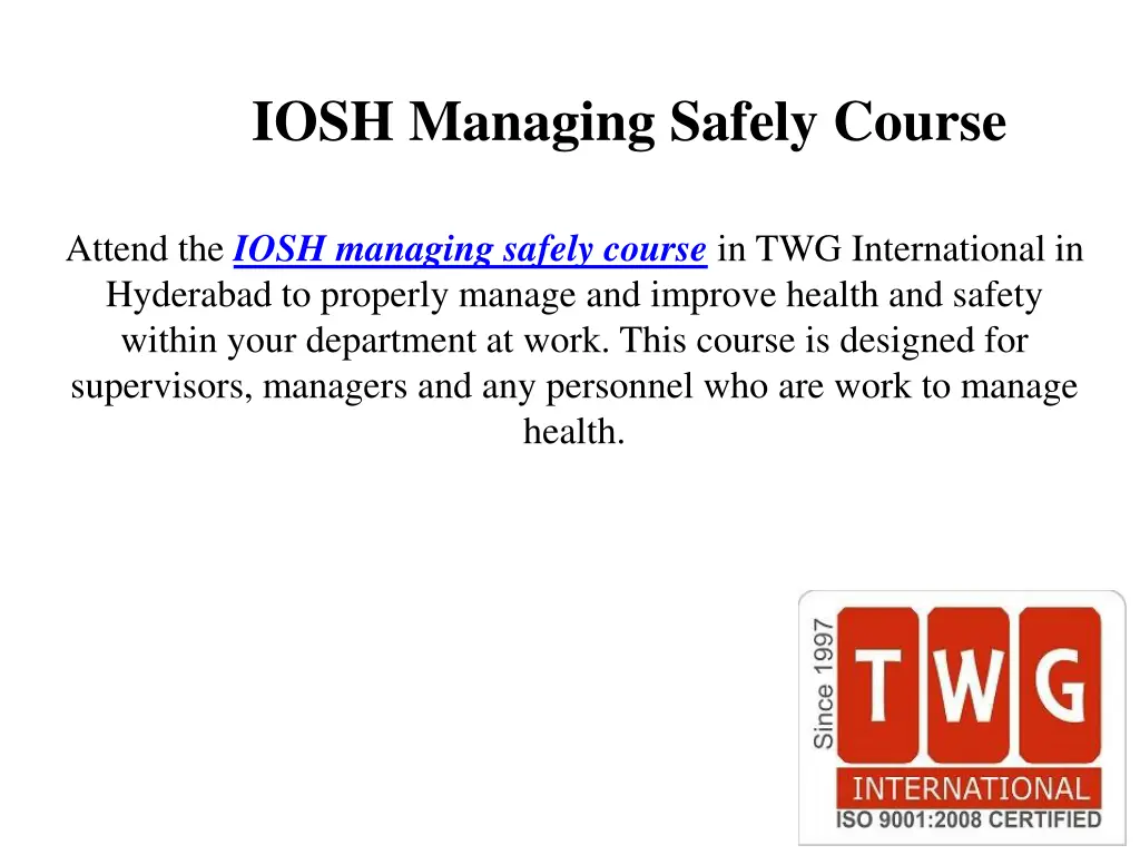 iosh managing safely course