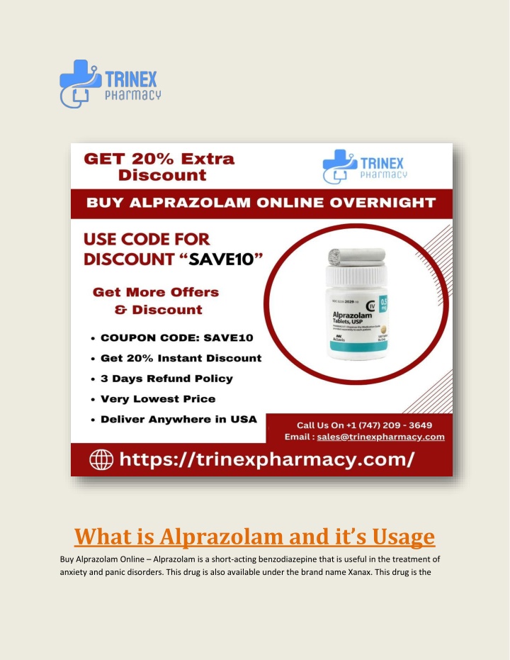 what is alprazolam and it s usage