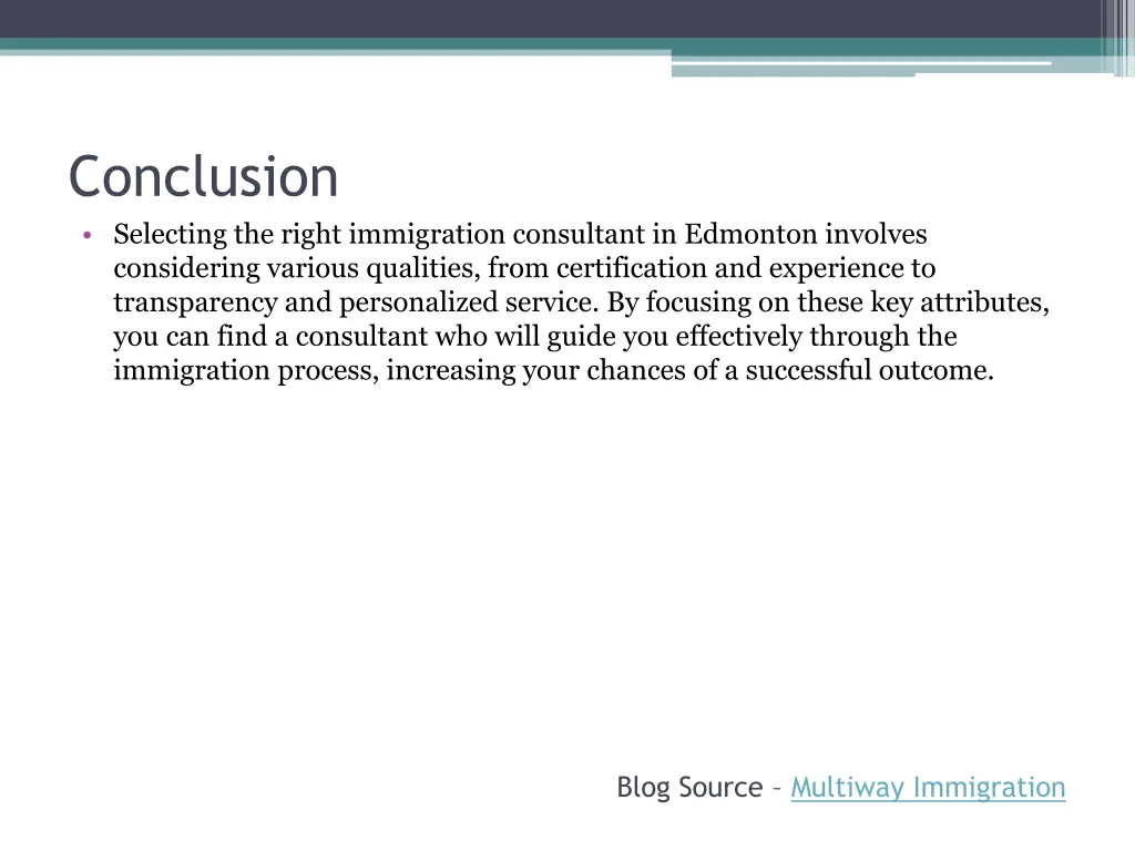 conclusion selecting the right immigration