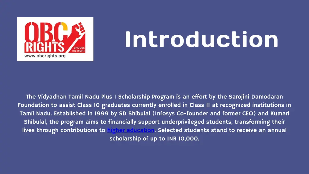 the vidyadhan tamil nadu plus 1 scholarship