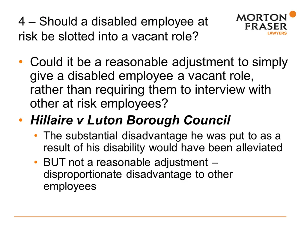 4 should a disabled employee at risk be slotted