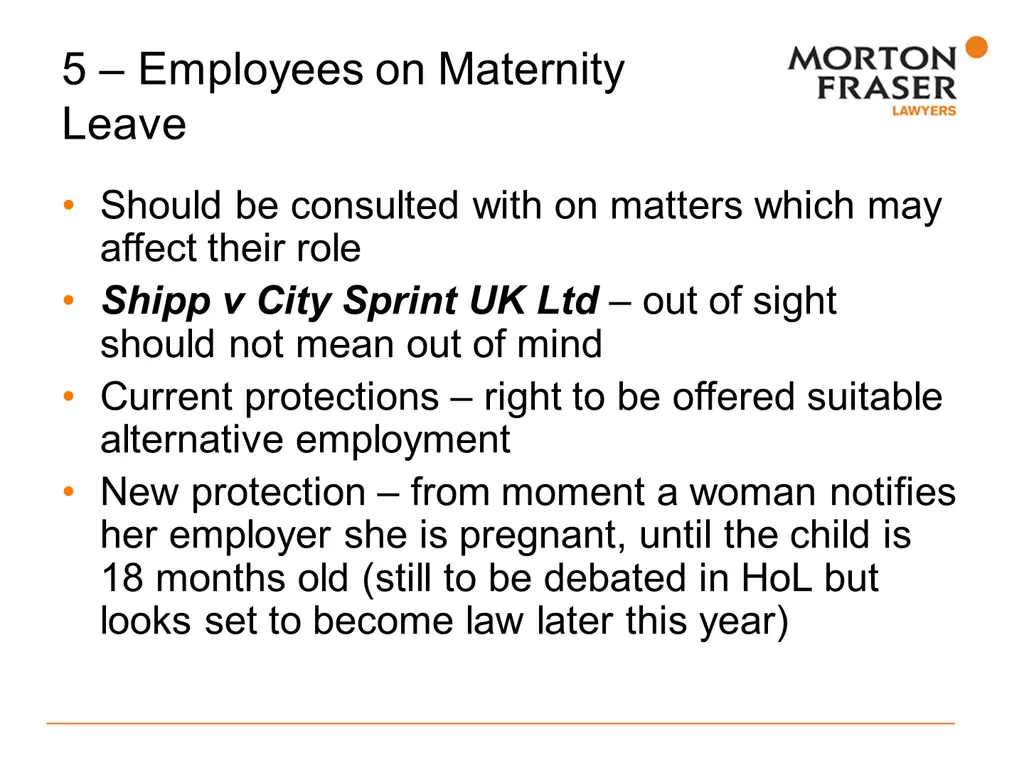 5 employees on maternity leave