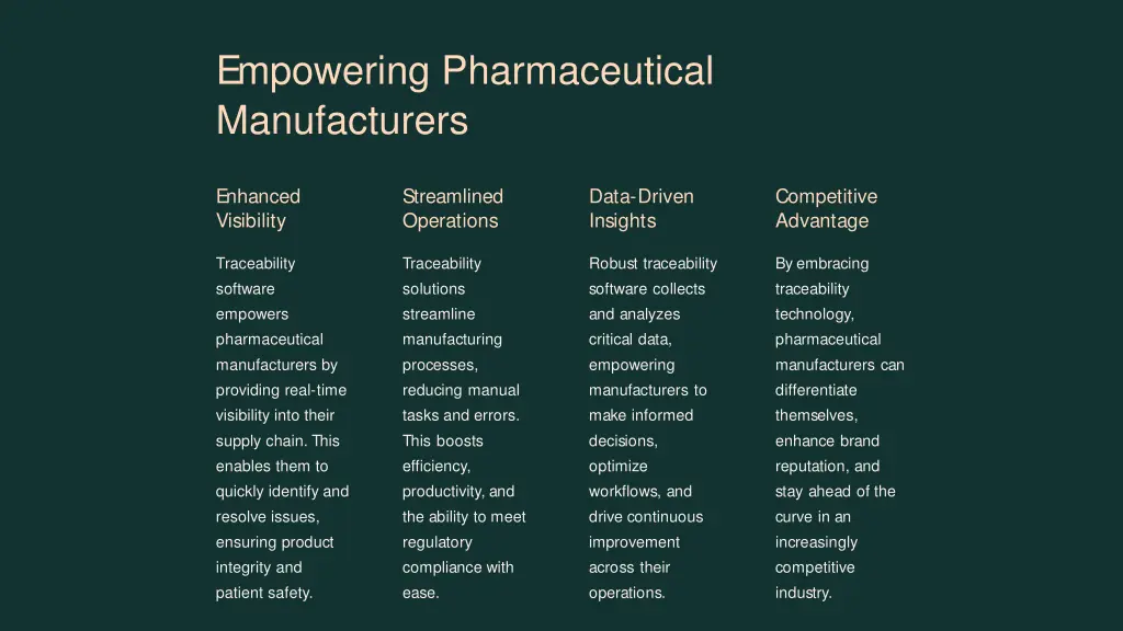empowering pharmaceutical manufacturers