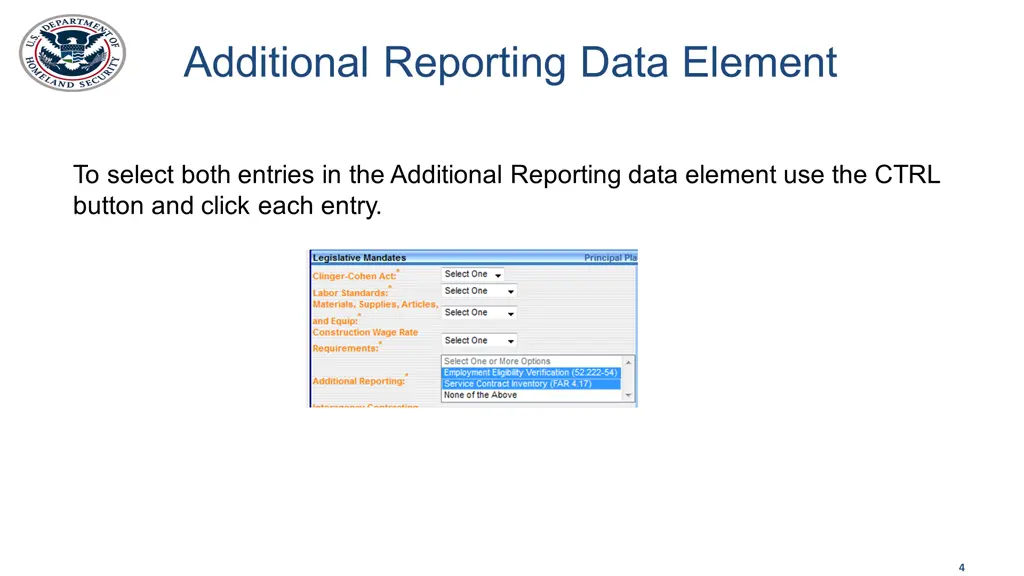 additional reporting data element