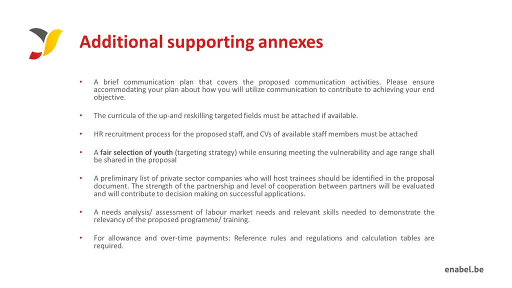 additional supporting annexes