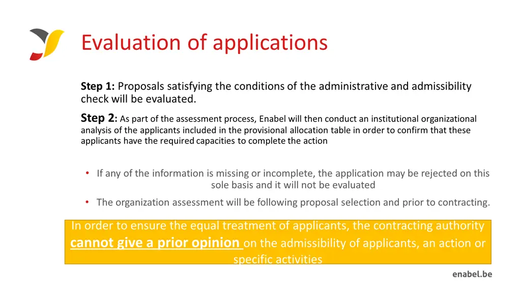 evaluation of applications