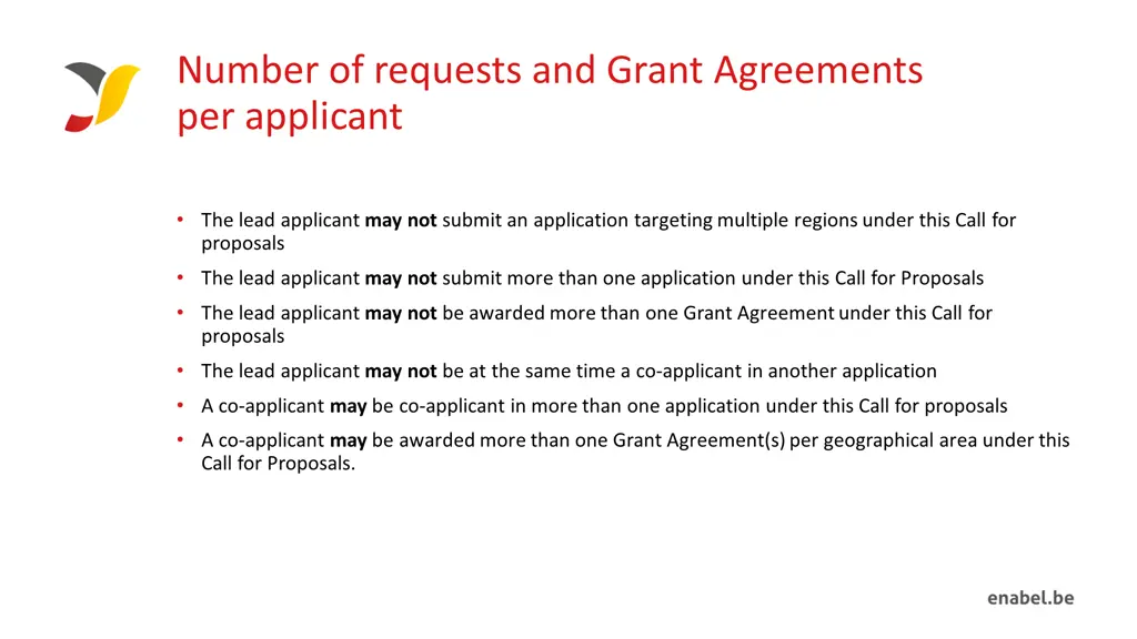 number of requests and grant agreements