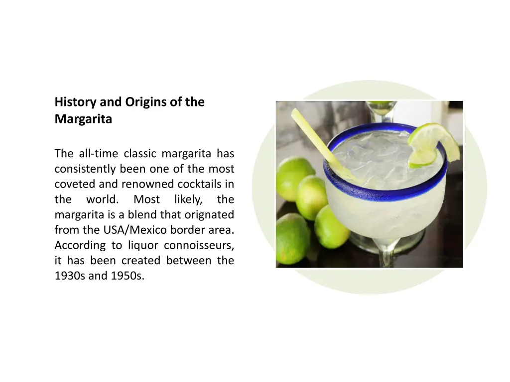 history and origins of the margarita