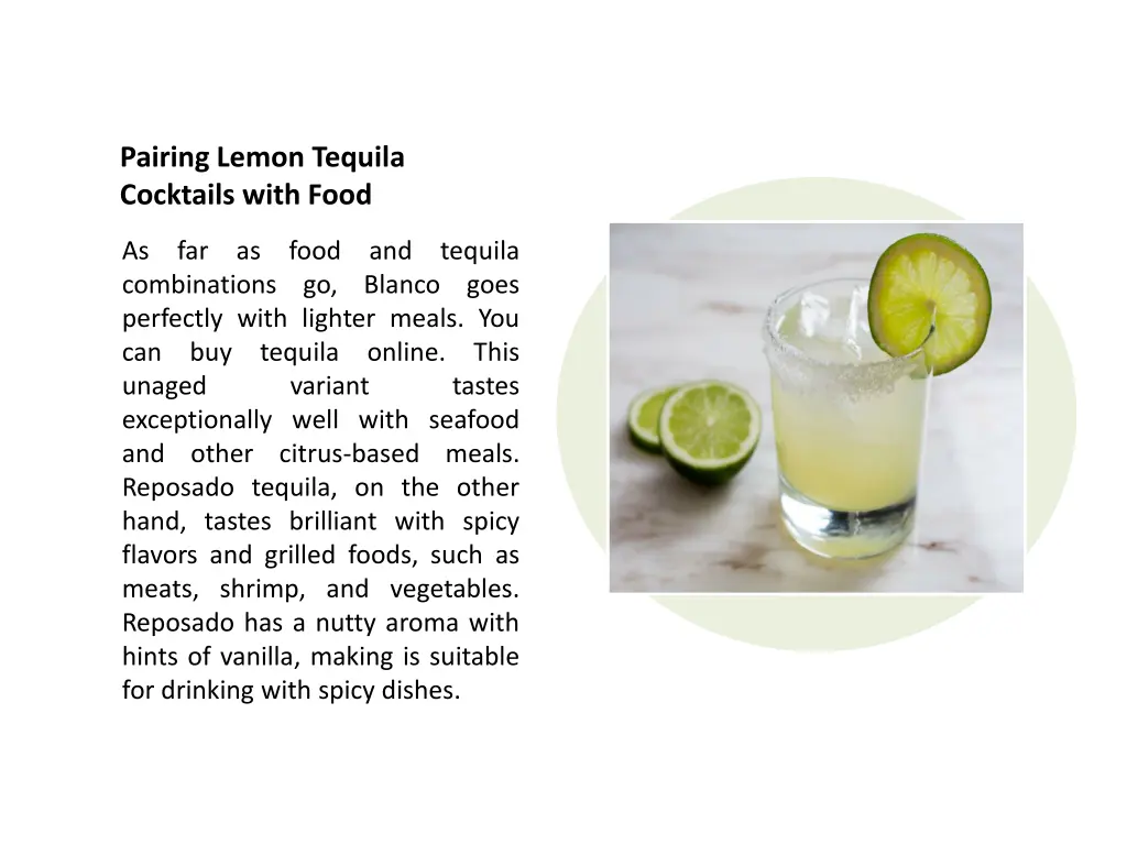 pairing lemon tequila cocktails with food