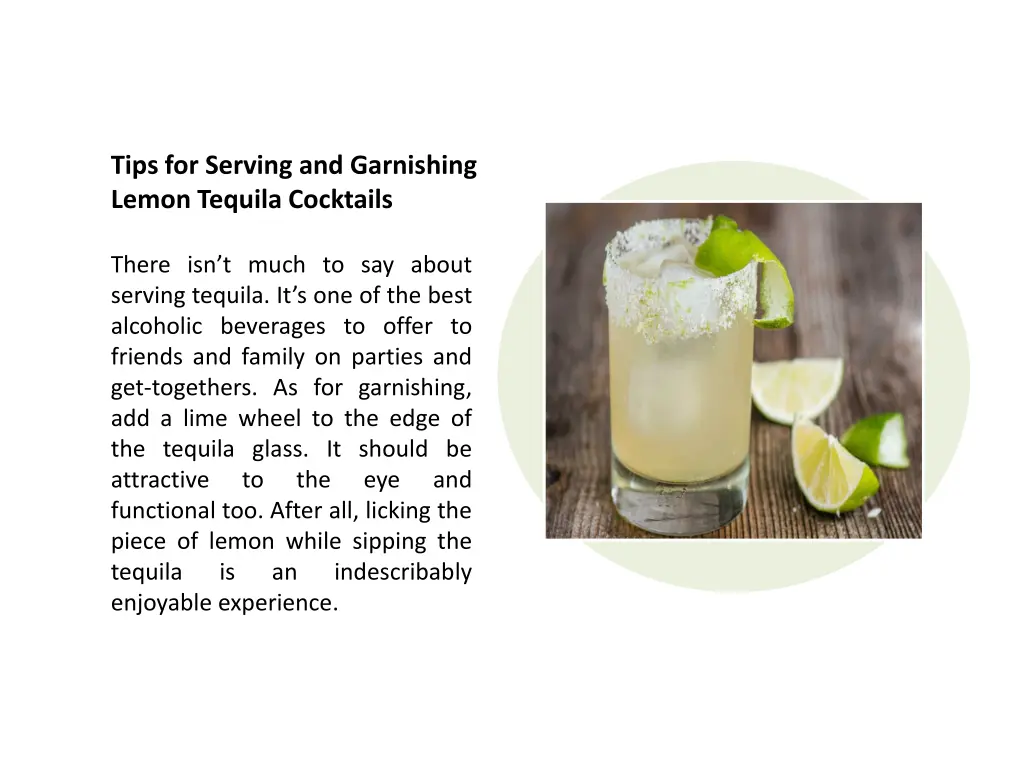 tips for serving and garnishing lemon tequila