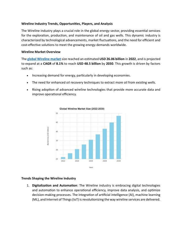 wireline industry trends opportunities players