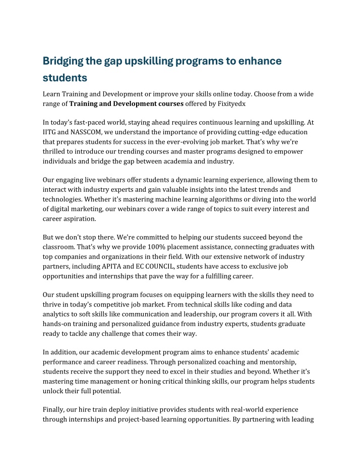 bridging the gap upskilling programs to enhance