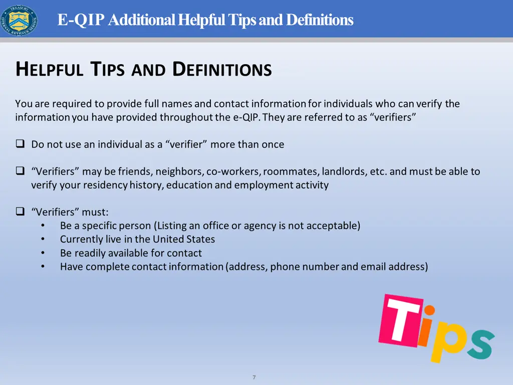 e qipadditional helpful tips and definitions