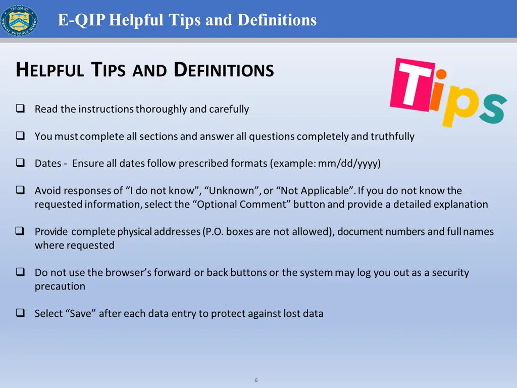 e qiphelpful tips and definitions