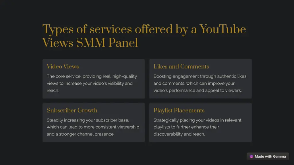 types of services offered by a youtube views