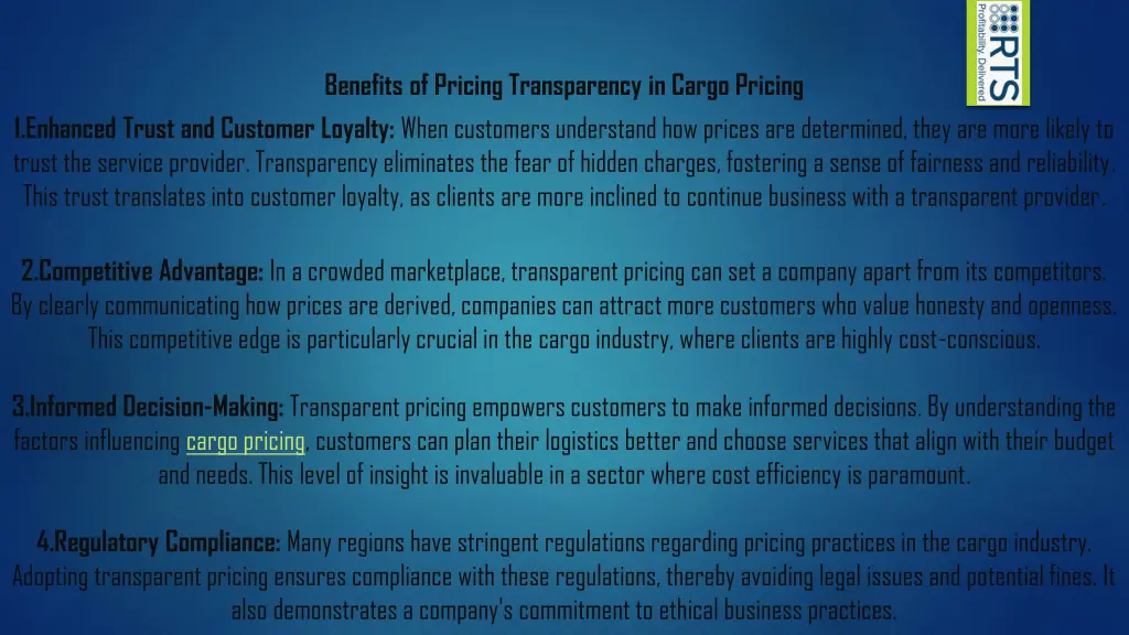 benefits of pricing transparency in cargo pricing