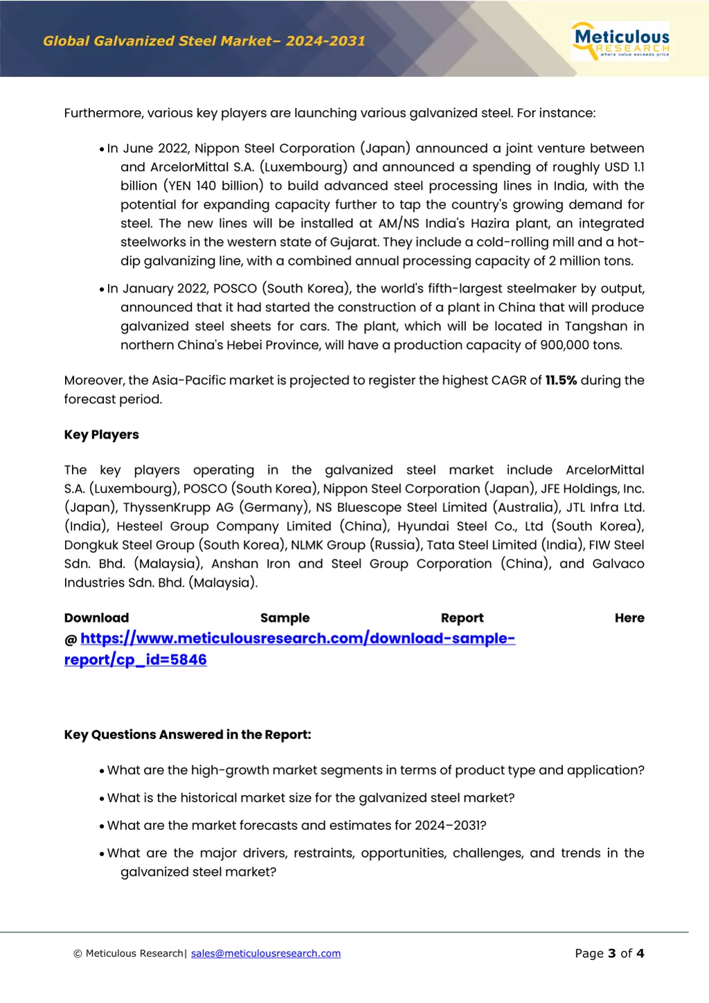 global galvanized steel market 2024 2031 2