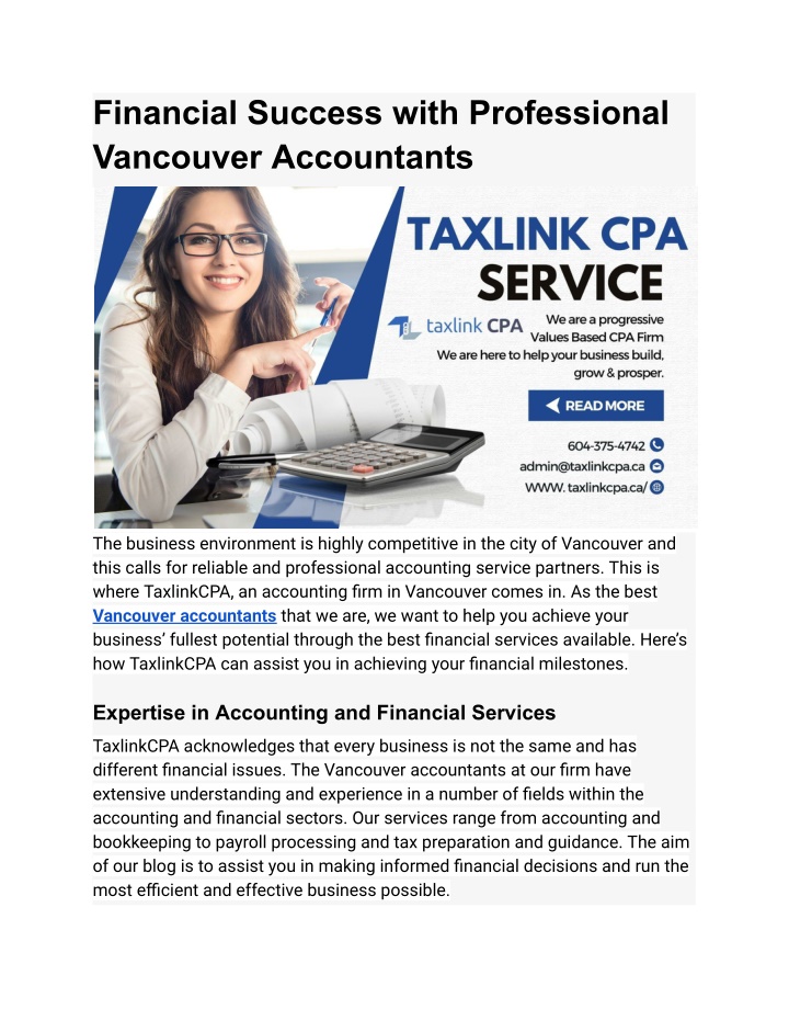 financial success with professional vancouver