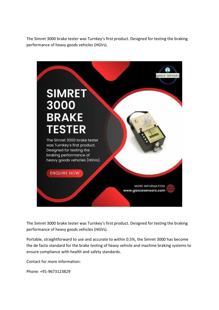 the simret 3000 brake tester was turnkey s first