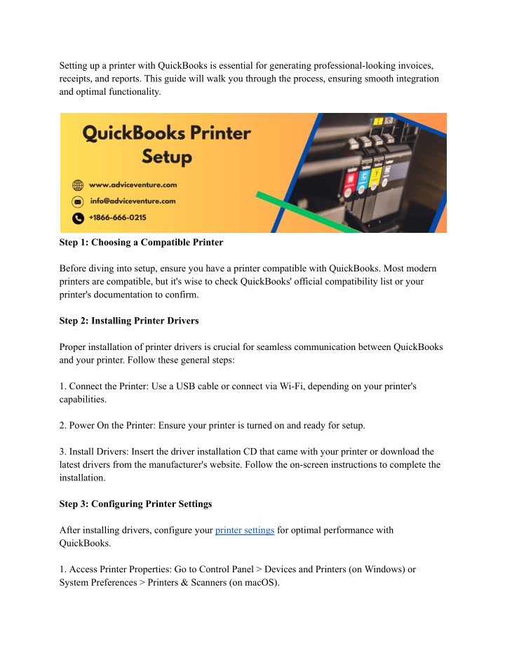 setting up a printer with quickbooks is essential