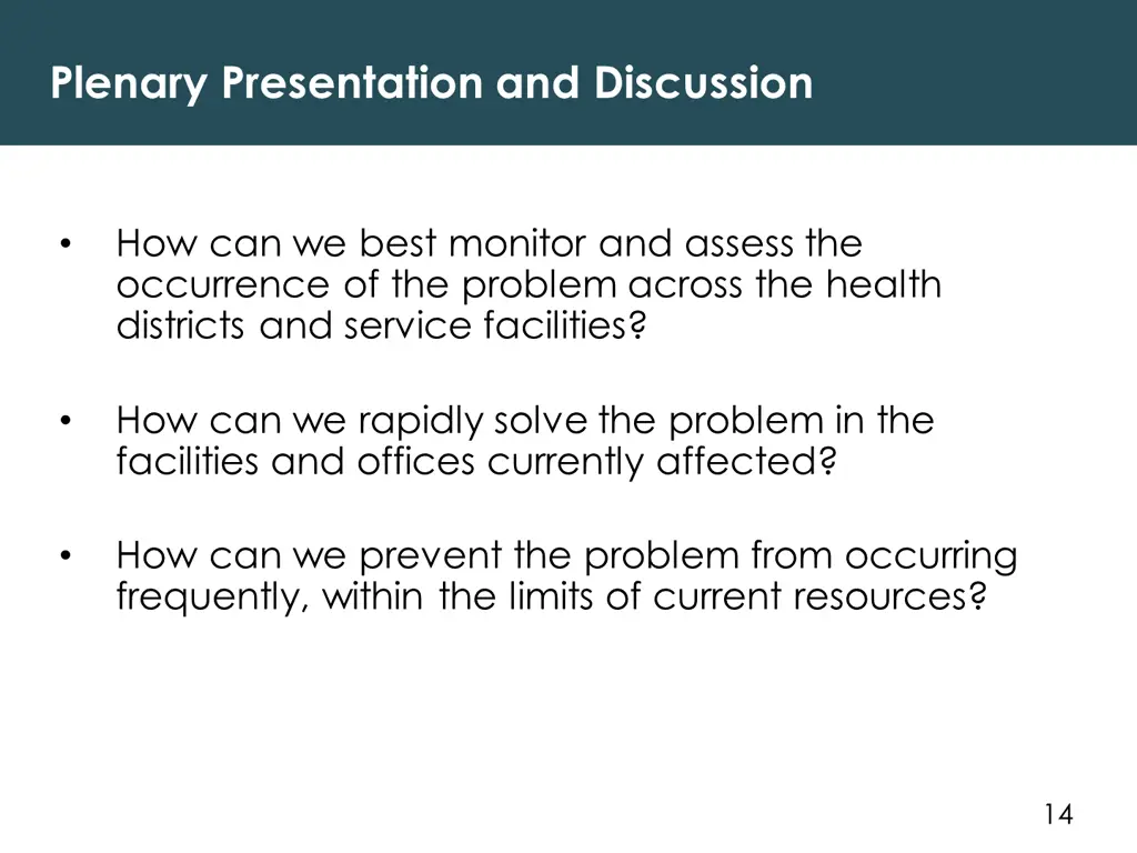 plenary presentation and discussion