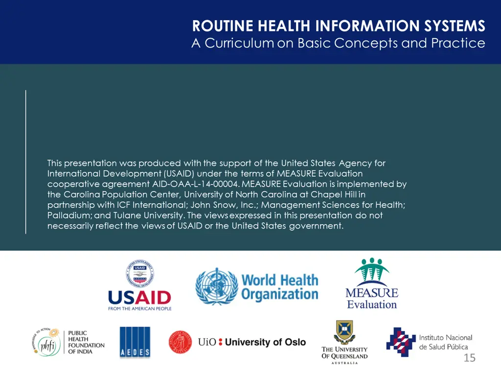 routine health information systems a curriculum 1