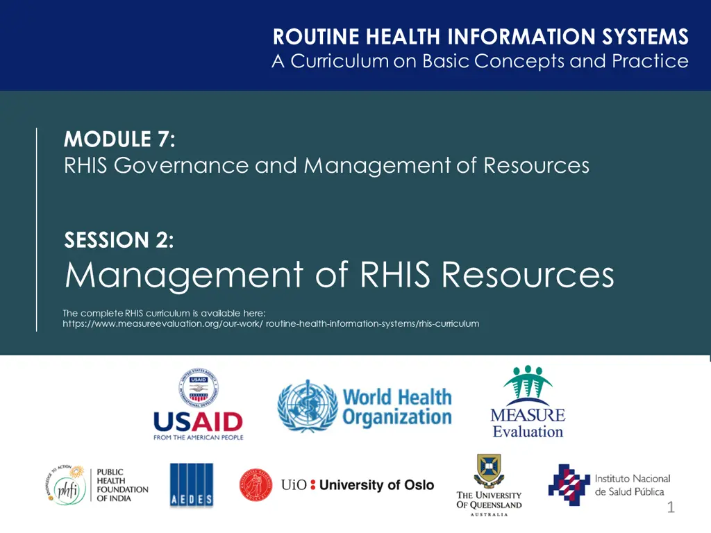 routine health information systems a curriculum