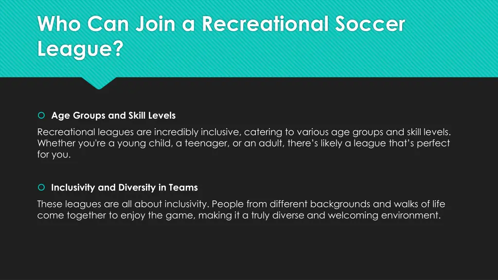 who can join a recreational soccer league