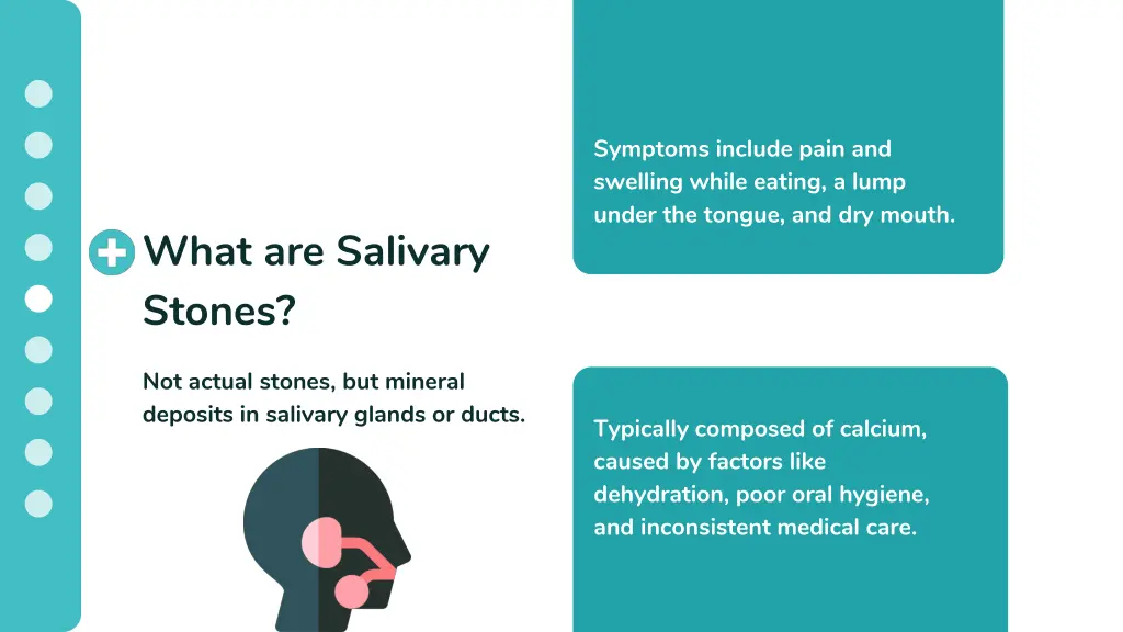 symptoms include pain and swelling while eating