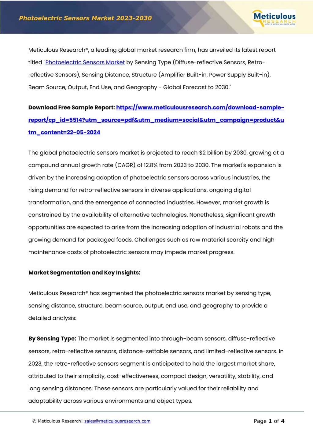 photoelectric sensors market 2023 2030