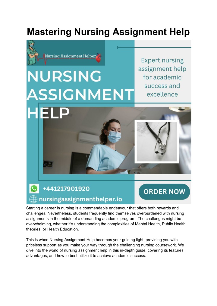 mastering nursing assignment help