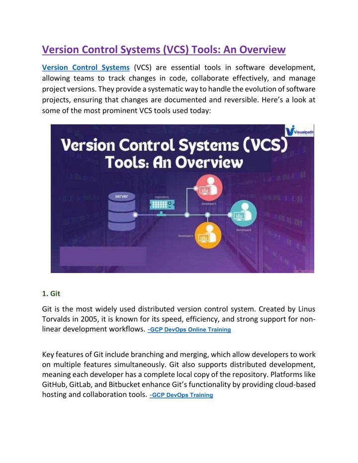 version control systems vcs tools an overview
