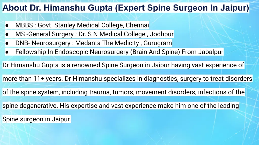 about dr himanshu gupta expert spine surgeon