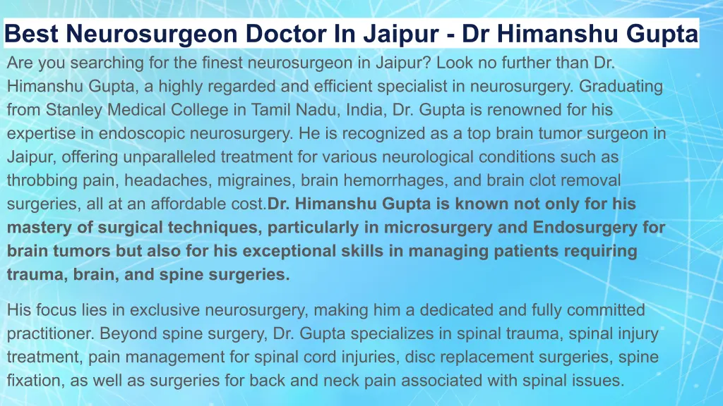 best neurosurgeon doctor in jaipur dr himanshu