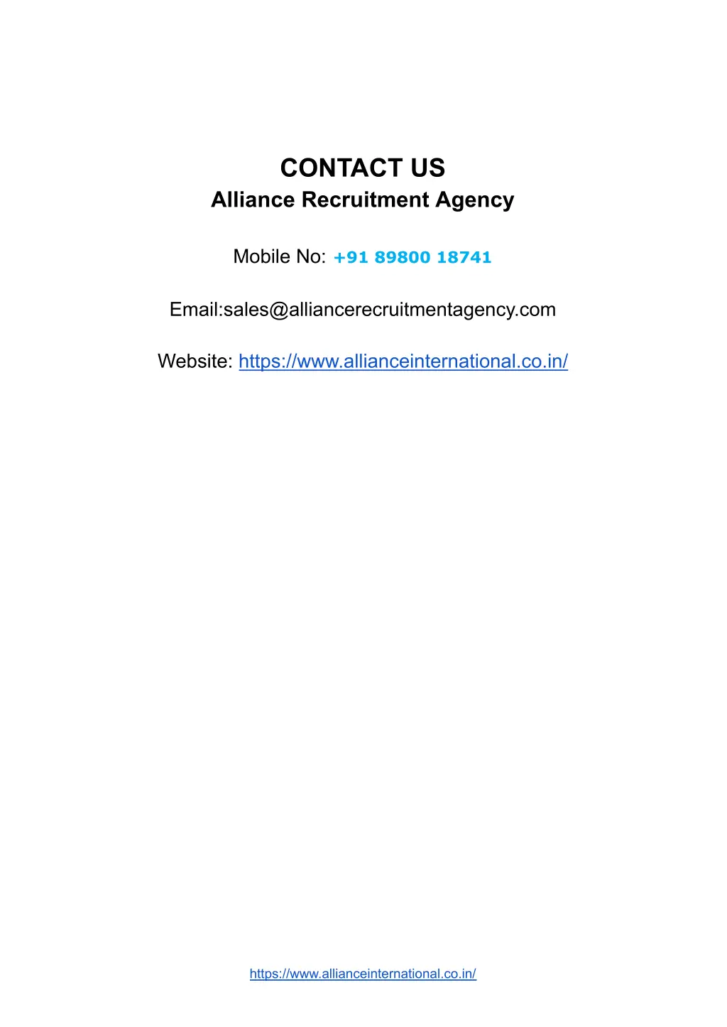 contact us alliance recruitment agency