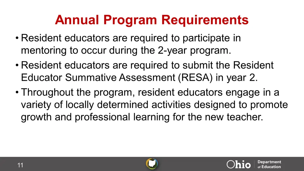 annual program requirements resident educators