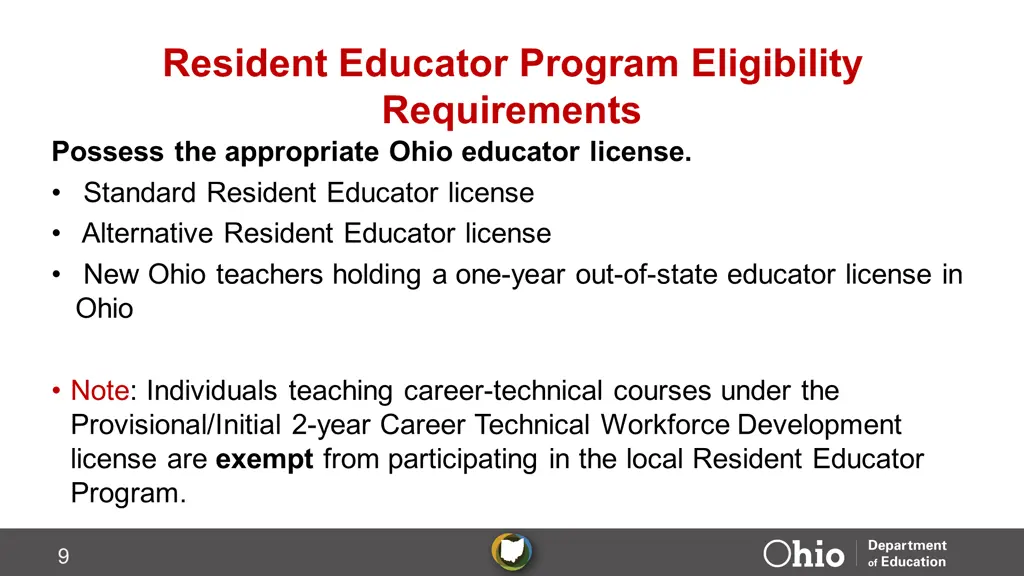 resident educator program eligibility