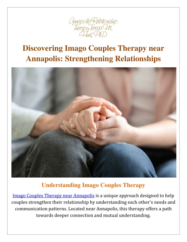 discovering imago couples therapy near annapolis