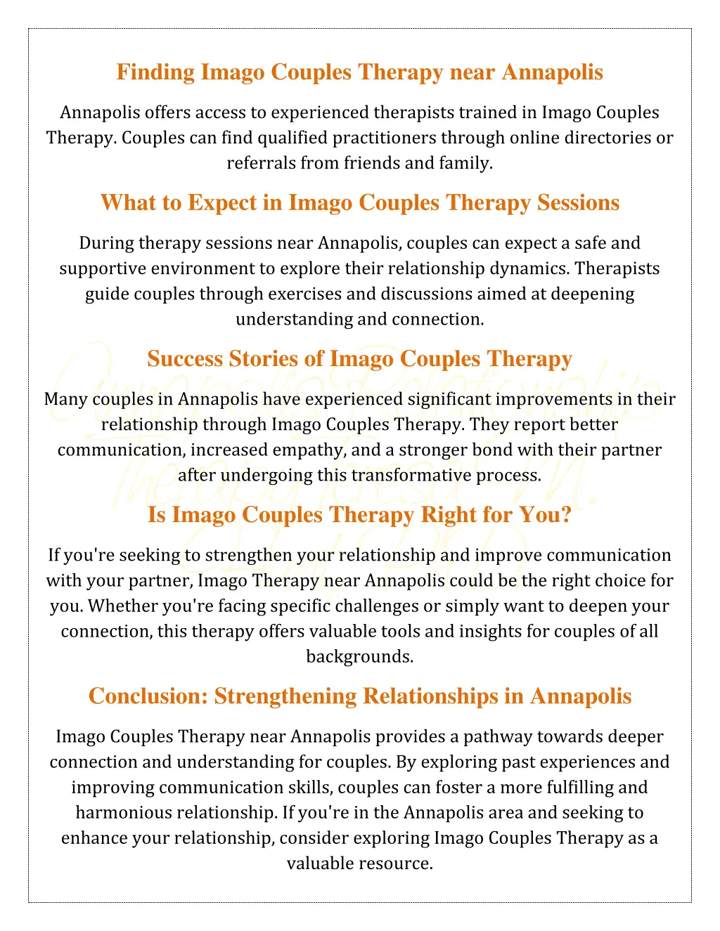 finding imago couples therapy near annapolis