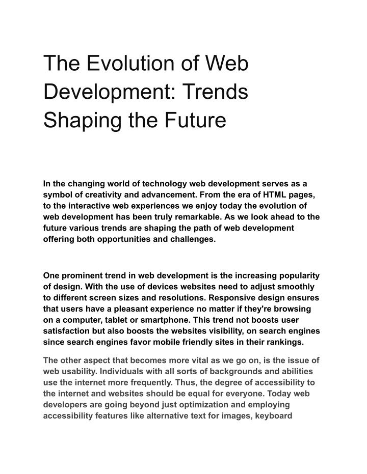 the evolution of web development trends shaping