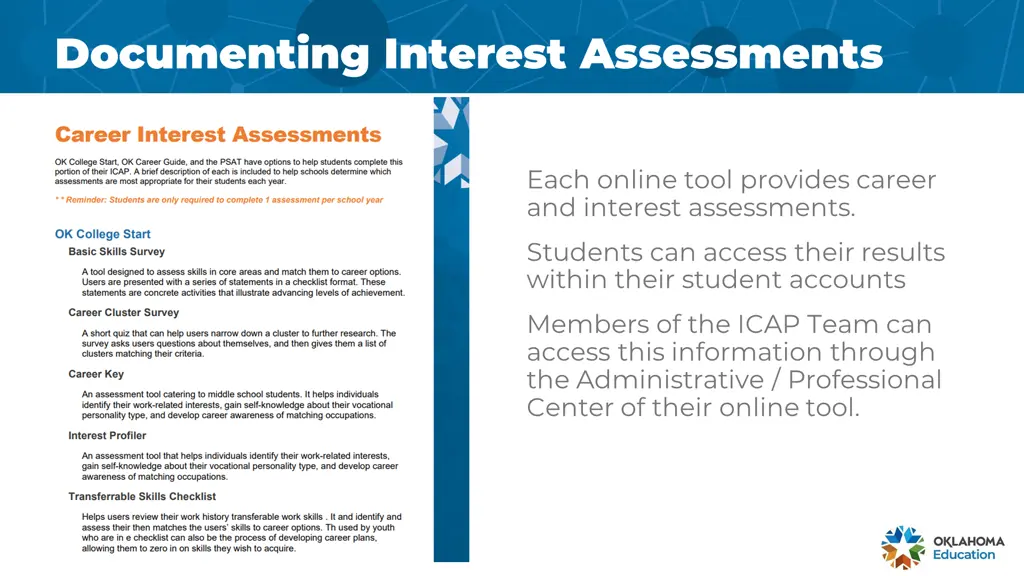 documenting interest assessments documenting